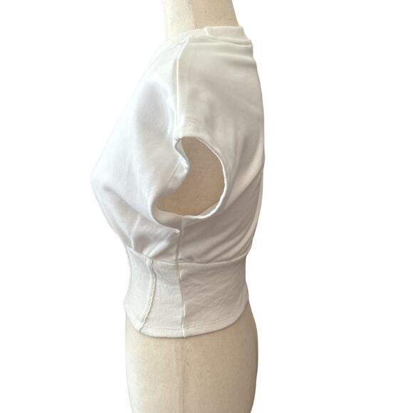 Superdown White Cotton Corset Midriff T Top XS - Picture 4 of 8